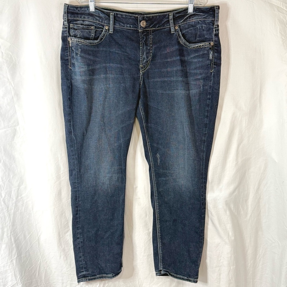 Silver Jeans Women's Mid Rise Dark Washed Denim Straight Leg Jeans — Size 20